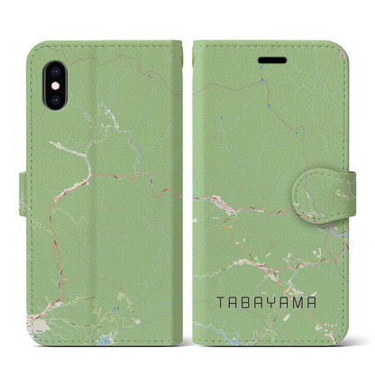 【丹波山（山梨県）】地図柄iPhoneケース（手帳タイプ）ナチュラル・iPhone XS / X 用