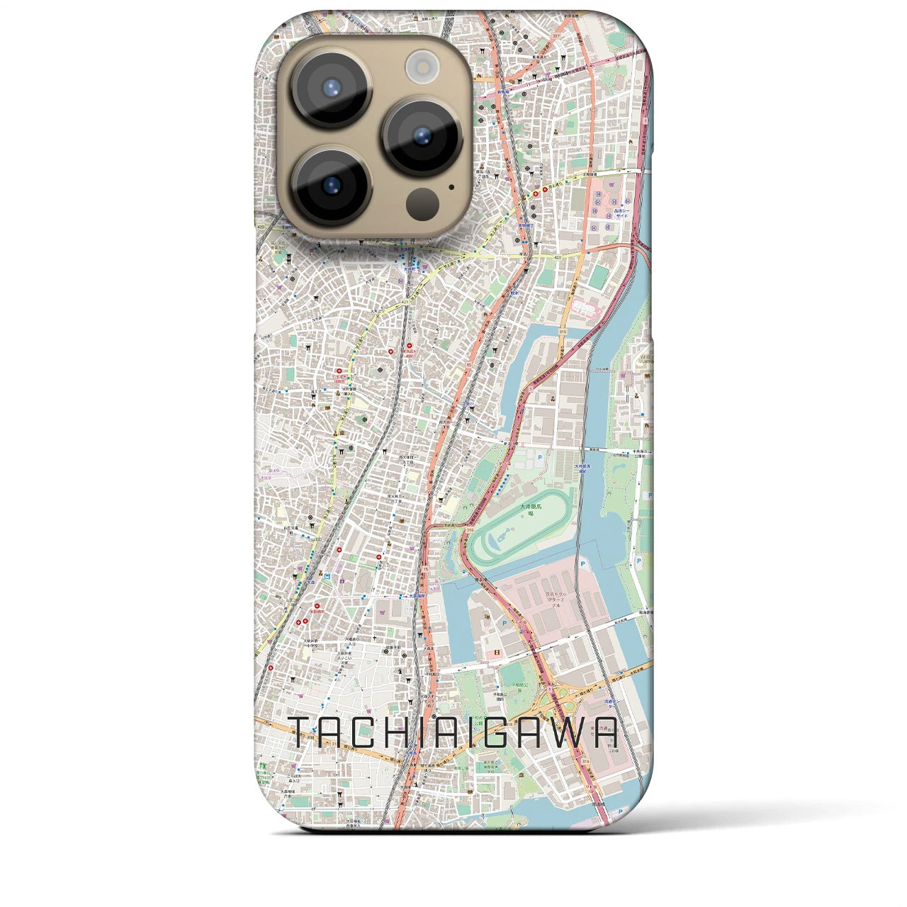【立会川】地図柄iPhoneケース（バックカバータイプ・ナチュラル）iPhone 14 Pro Max 用