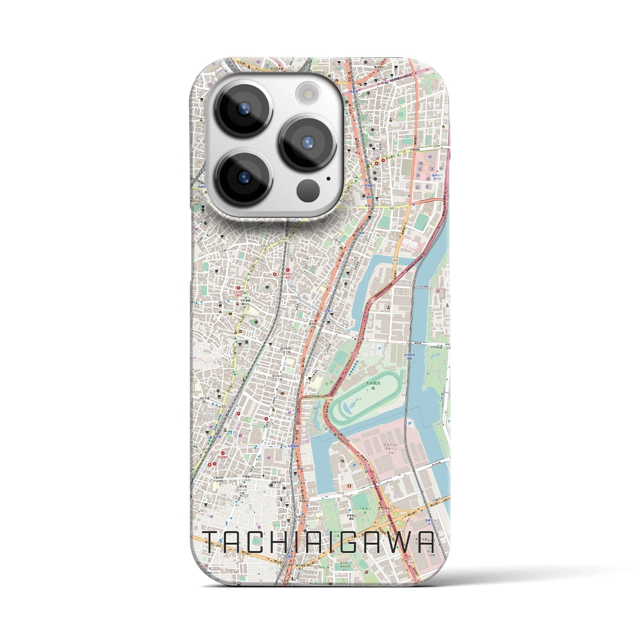 【立会川】地図柄iPhoneケース（バックカバータイプ・ナチュラル）iPhone 14 Pro 用