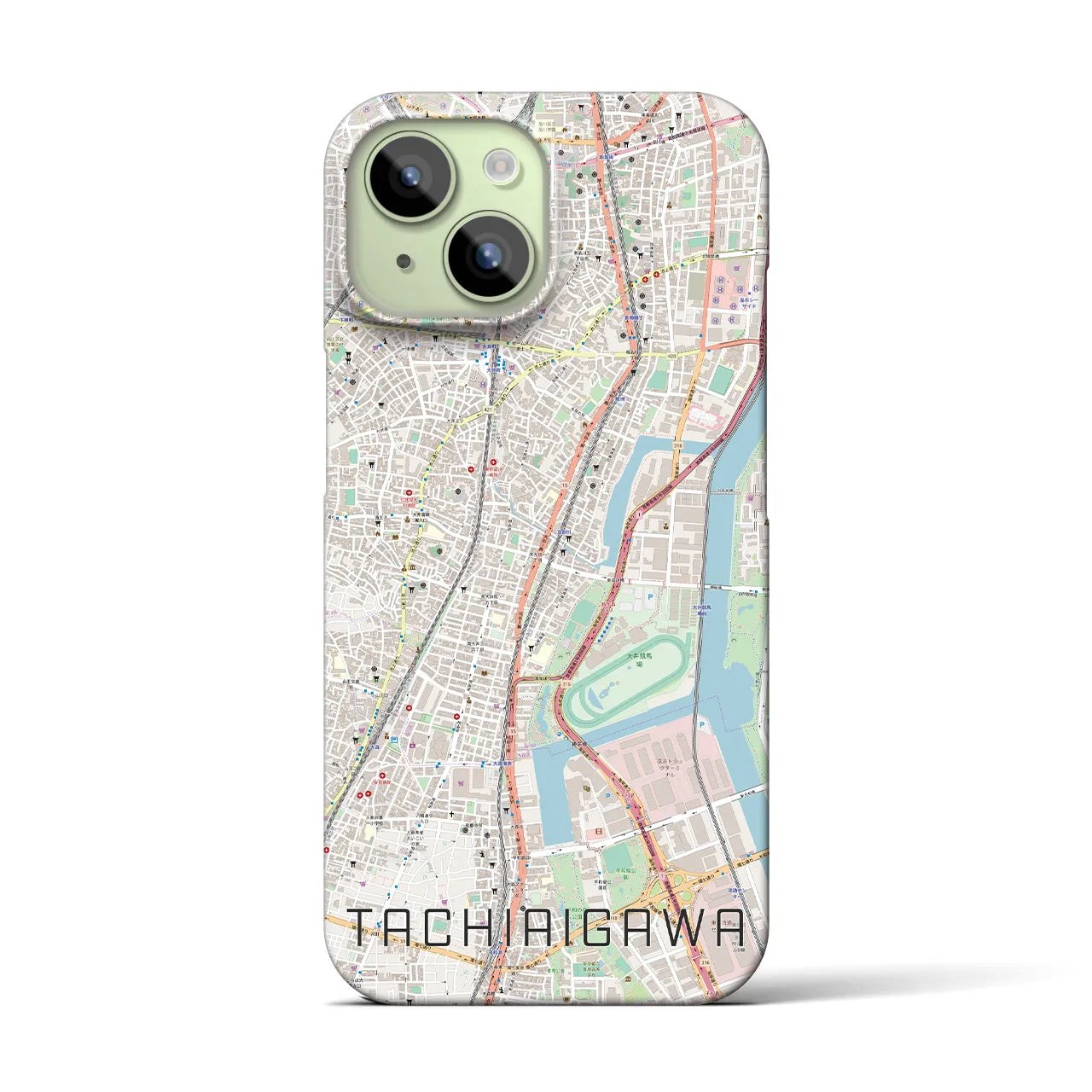 【立会川】地図柄iPhoneケース（バックカバータイプ・ナチュラル）iPhone 15 用