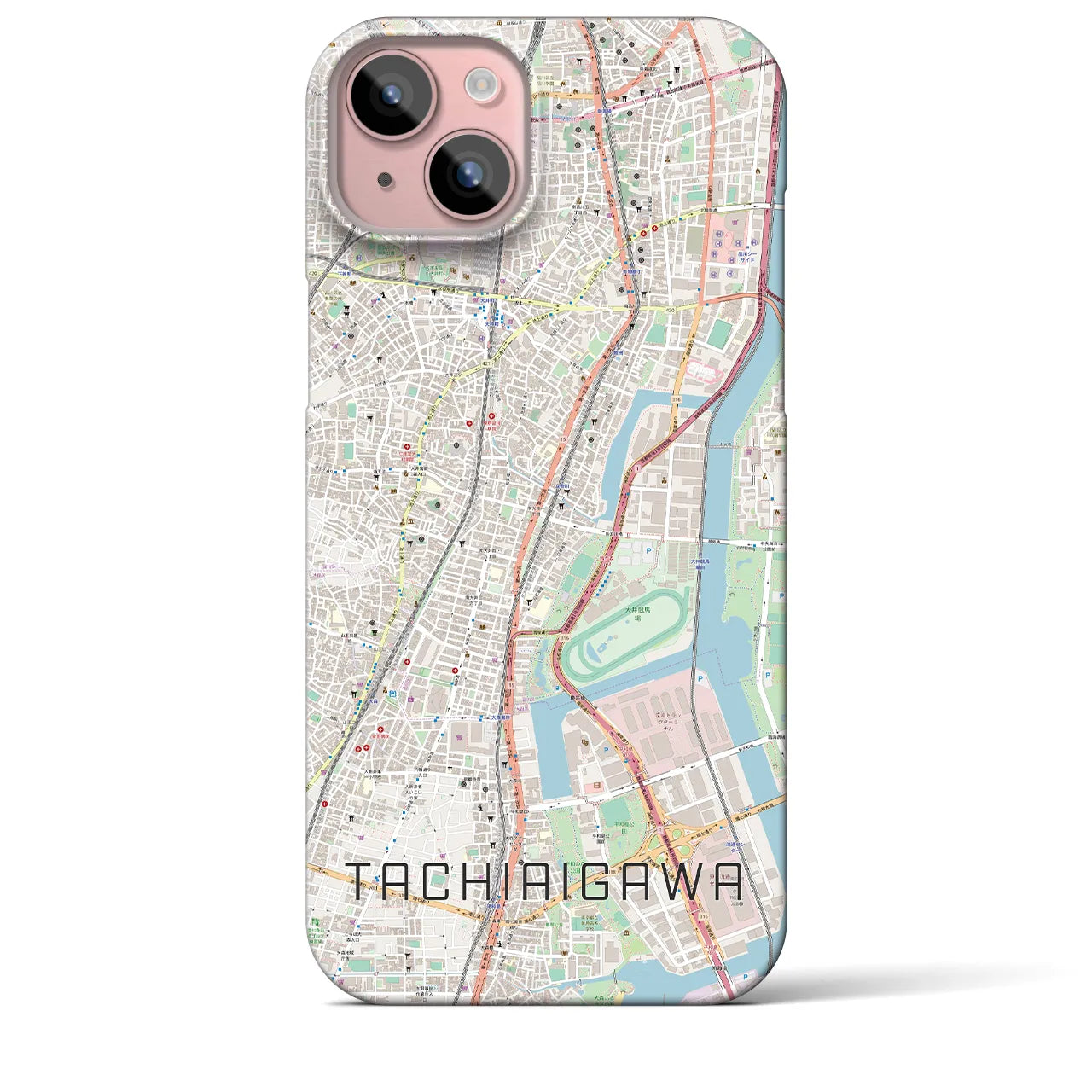 【立会川】地図柄iPhoneケース（バックカバータイプ・ナチュラル）iPhone 15 Plus 用