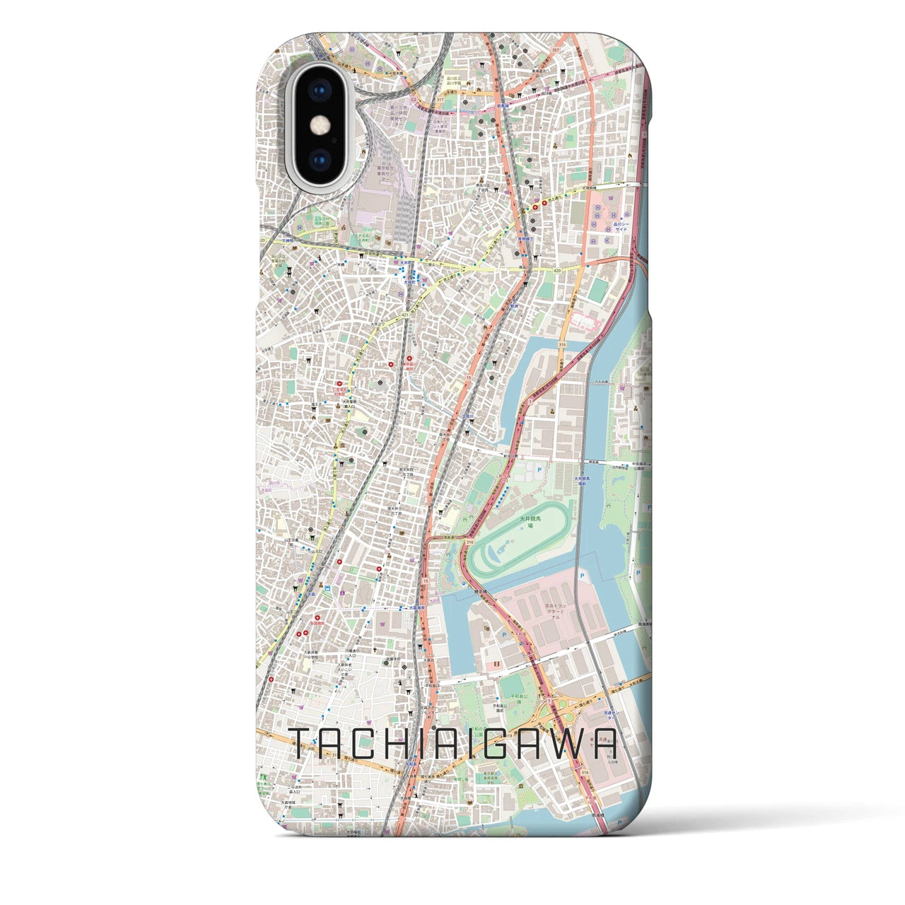 【立会川】地図柄iPhoneケース（バックカバータイプ・ナチュラル）iPhone XS Max 用