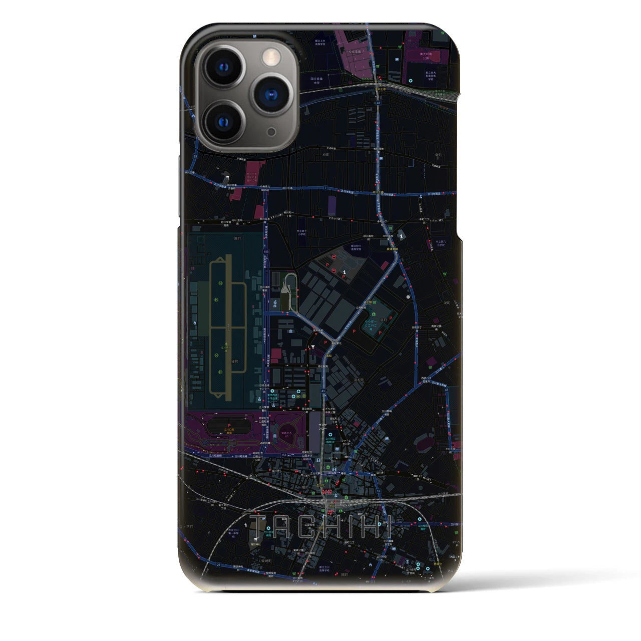 【立飛】地図柄iPhoneケース（バックカバータイプ・ブラック）iPhone 11 Pro Max 用