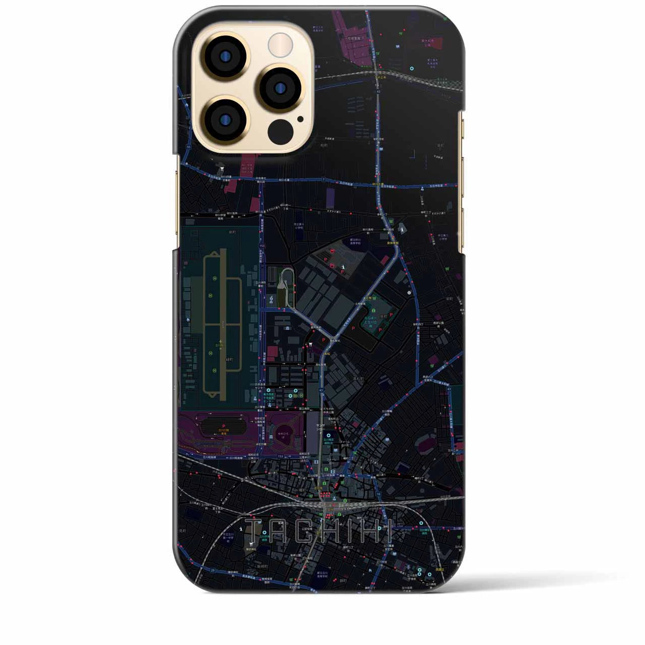 【立飛】地図柄iPhoneケース（バックカバータイプ・ブラック）iPhone 12 Pro Max 用