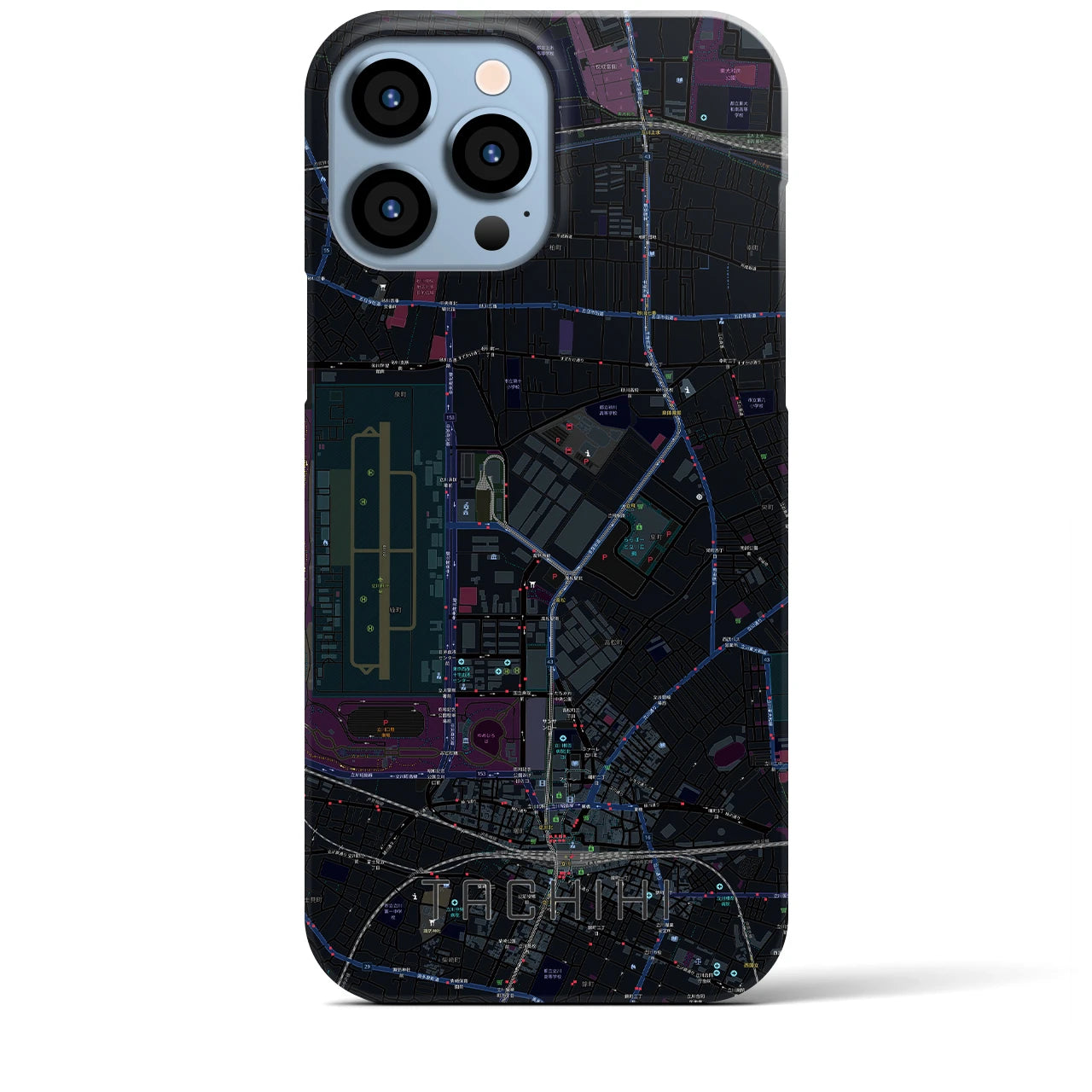 【立飛】地図柄iPhoneケース（バックカバータイプ・ブラック）iPhone 13 Pro Max 用