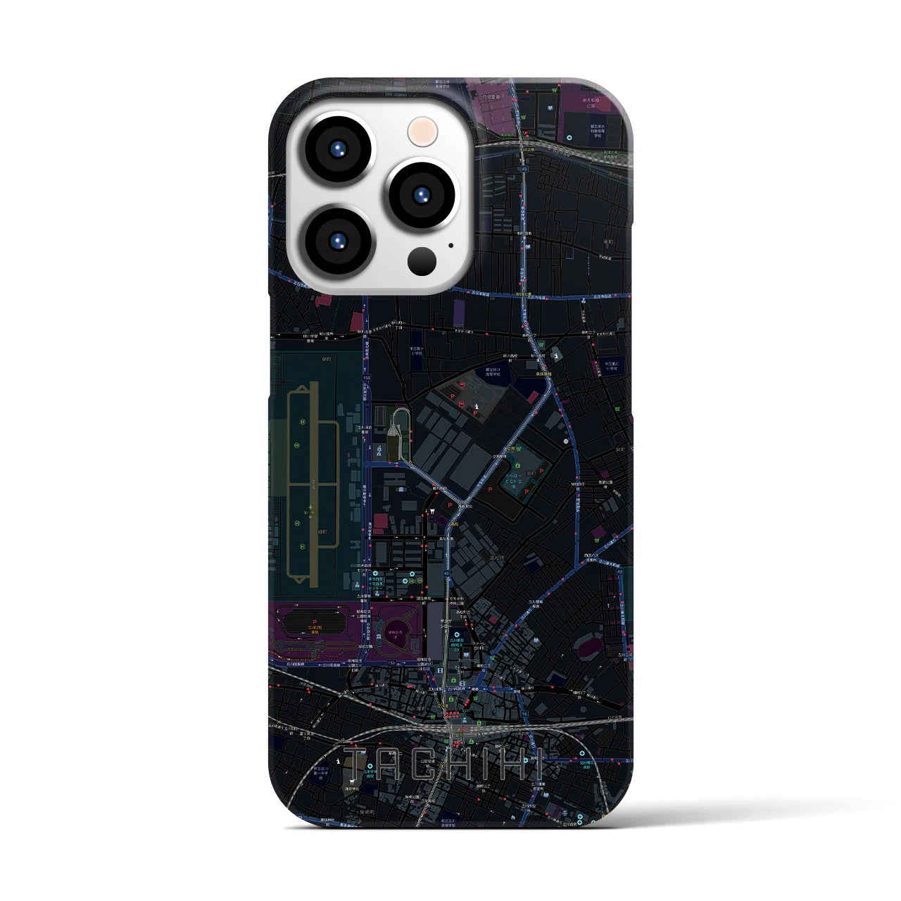 【立飛】地図柄iPhoneケース（バックカバータイプ・ブラック）iPhone 13 Pro 用