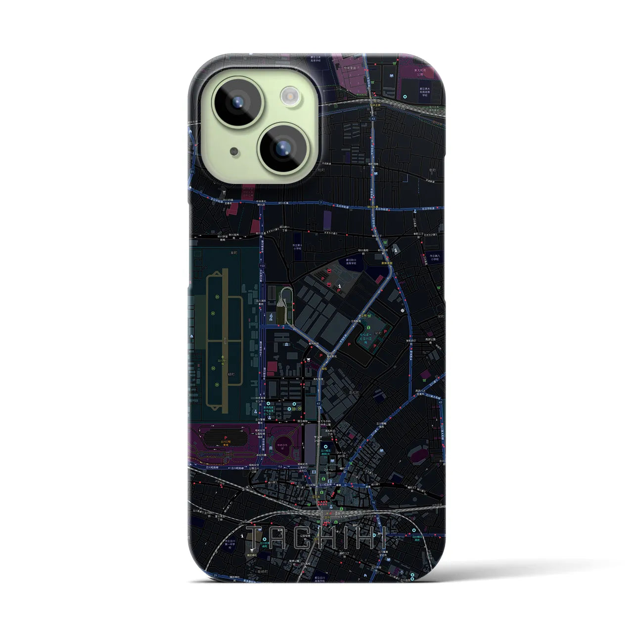 【立飛】地図柄iPhoneケース（バックカバータイプ・ブラック）iPhone 15 用