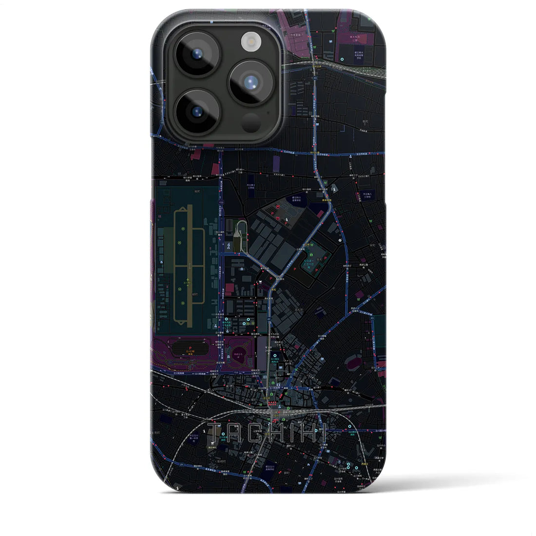 【立飛】地図柄iPhoneケース（バックカバータイプ・ブラック）iPhone 15 Pro Max 用