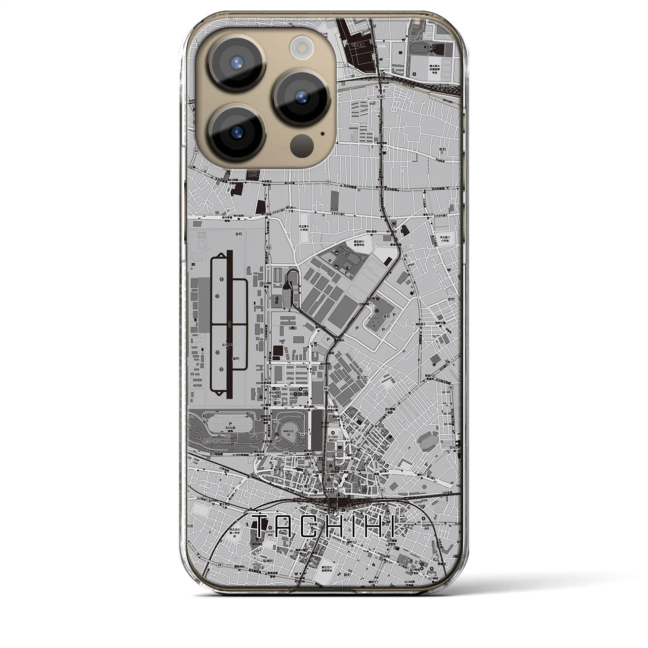 【立飛】地図柄iPhoneケース（クリアタイプ・モノトーン）iPhone 14 Pro Max 用