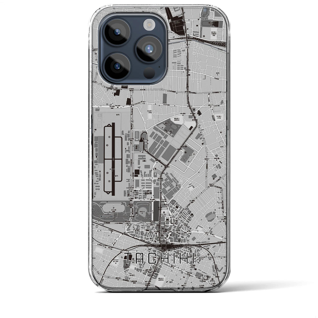 【立飛】地図柄iPhoneケース（クリアタイプ・モノトーン）iPhone 15 Pro Max 用