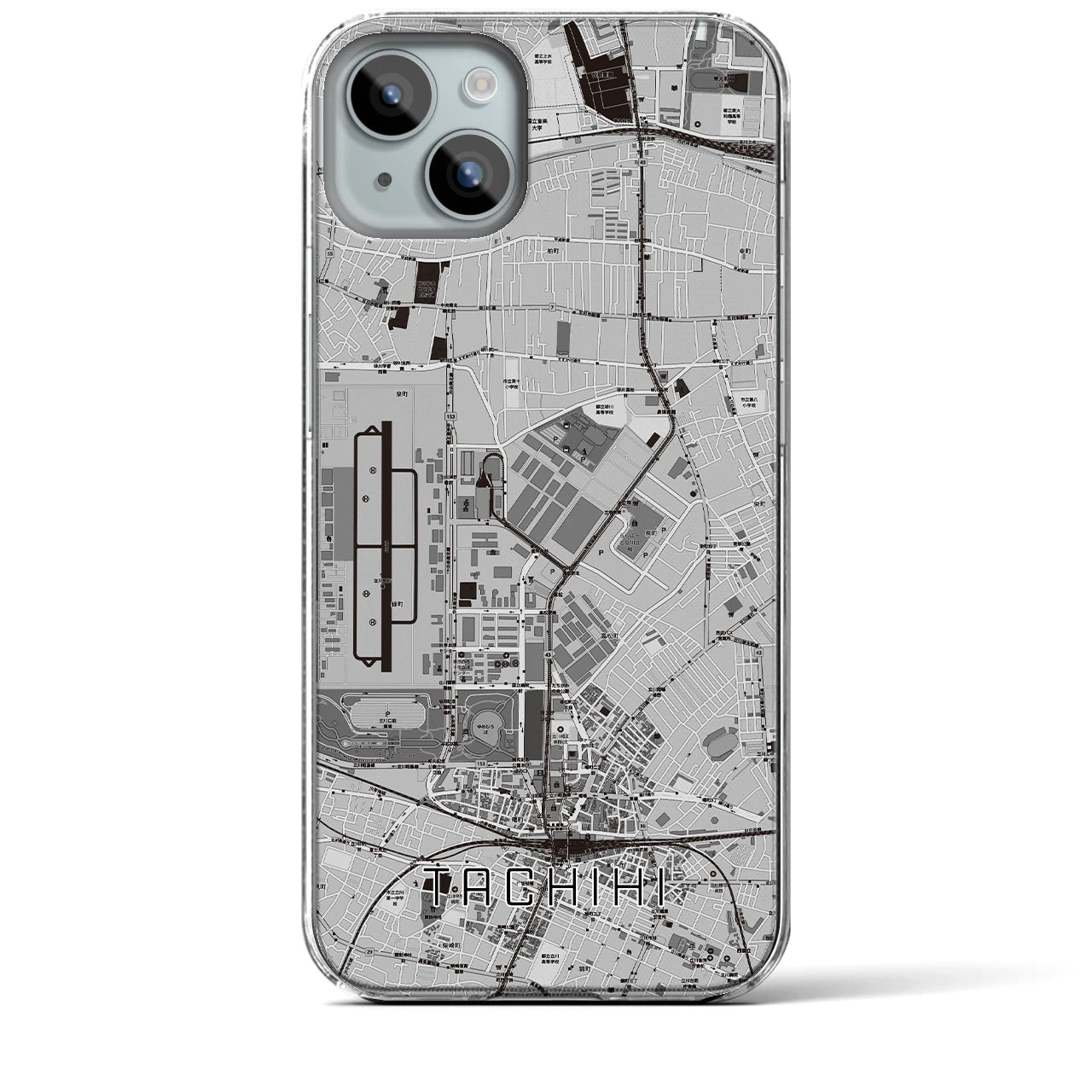 【立飛】地図柄iPhoneケース（クリアタイプ・モノトーン）iPhone 15 Plus 用