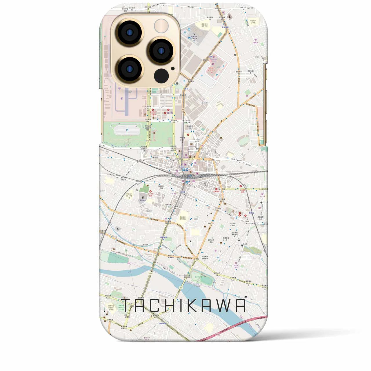 【立川】地図柄iPhoneケース（バックカバータイプ・ナチュラル）iPhone 12 Pro Max 用