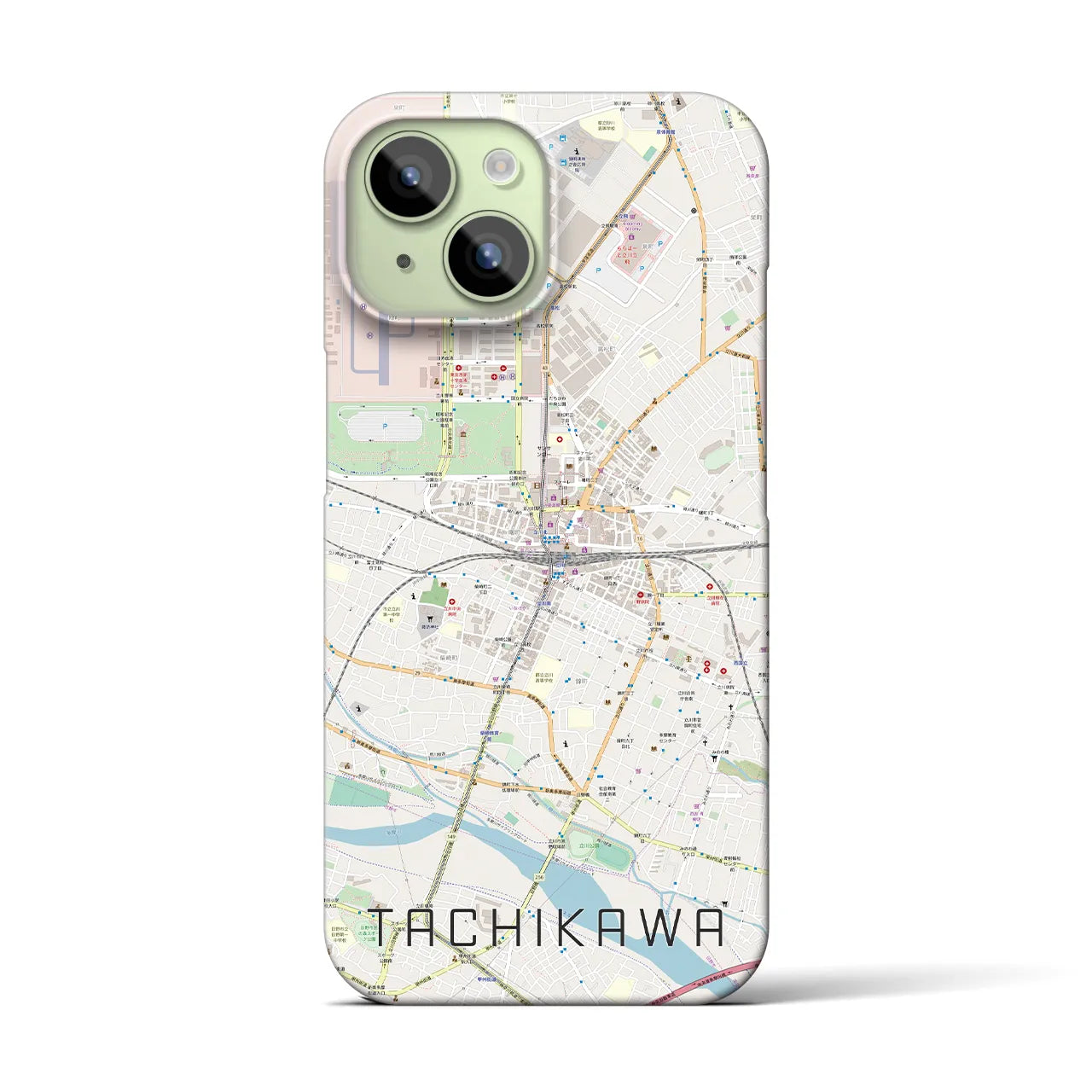 【立川】地図柄iPhoneケース（バックカバータイプ・ナチュラル）iPhone 15 用