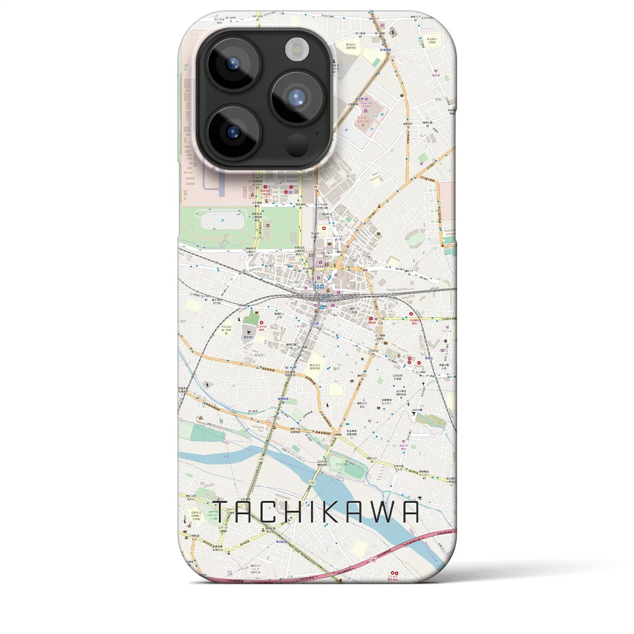 【立川】地図柄iPhoneケース（バックカバータイプ・ナチュラル）iPhone 15 Pro Max 用