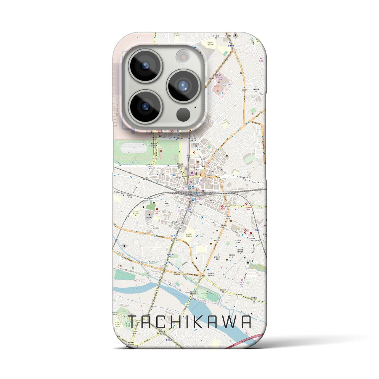 【立川】地図柄iPhoneケース（バックカバータイプ・ナチュラル）iPhone 15 Pro 用
