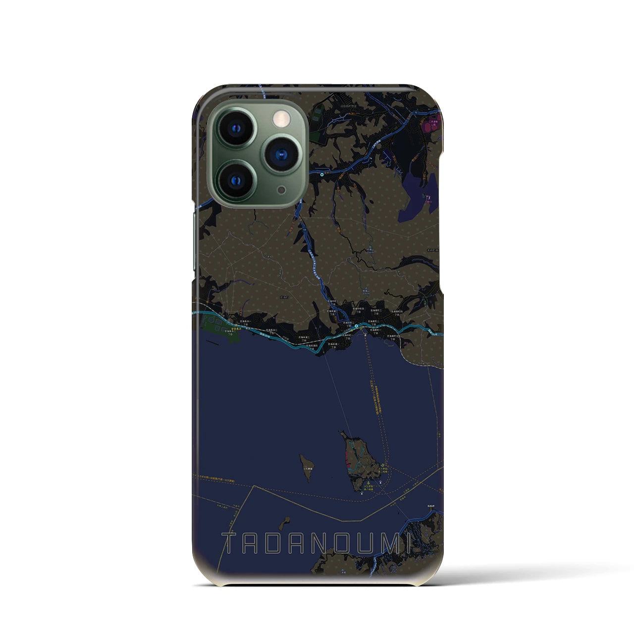 【忠海】地図柄iPhoneケース（バックカバータイプ・ブラック）iPhone 11 Pro 用