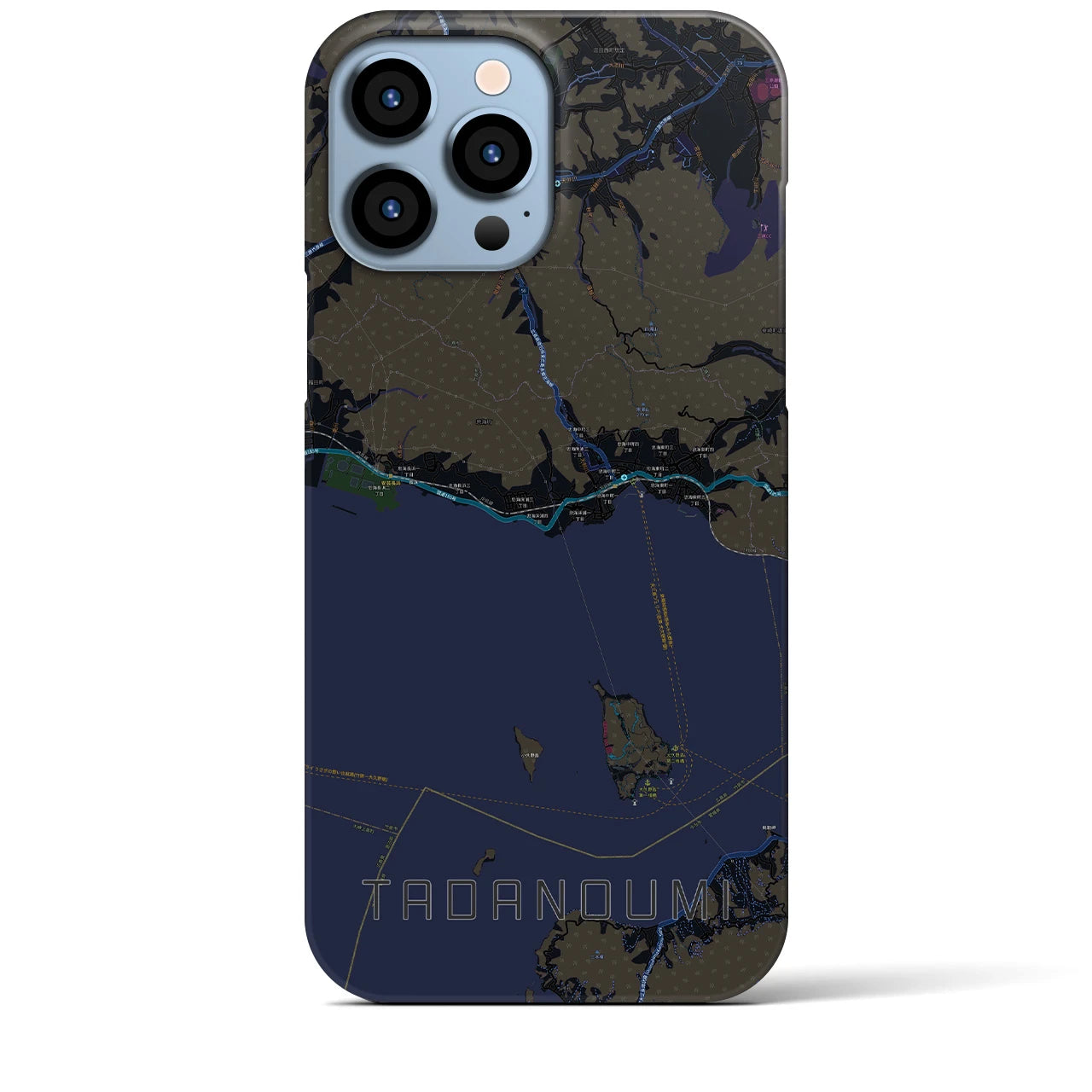 【忠海】地図柄iPhoneケース（バックカバータイプ・ブラック）iPhone 13 Pro Max 用