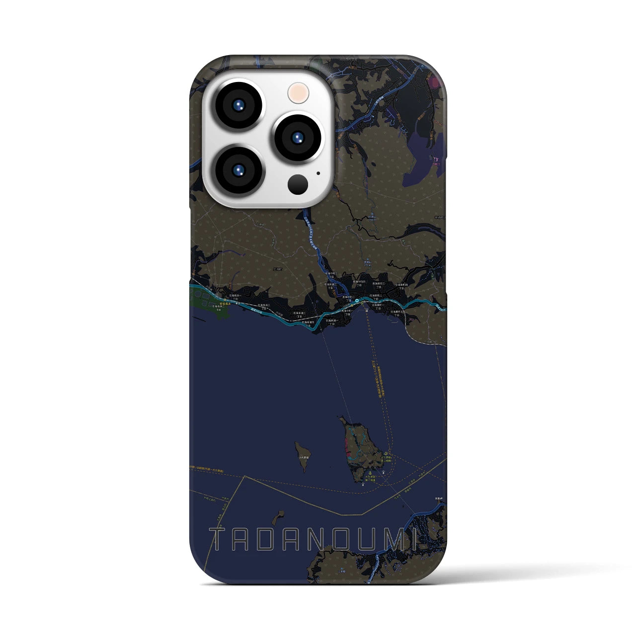 【忠海】地図柄iPhoneケース（バックカバータイプ・ブラック）iPhone 13 Pro 用