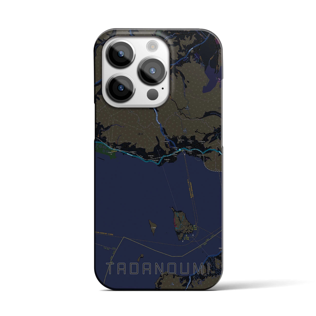 【忠海】地図柄iPhoneケース（バックカバータイプ・ブラック）iPhone 14 Pro 用