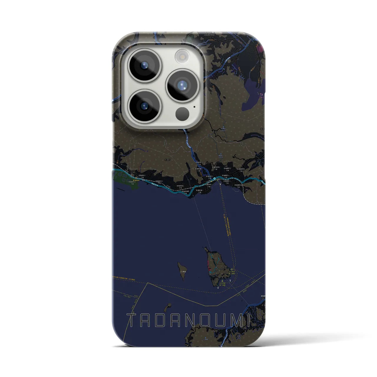 【忠海】地図柄iPhoneケース（バックカバータイプ・ブラック）iPhone 15 Pro 用