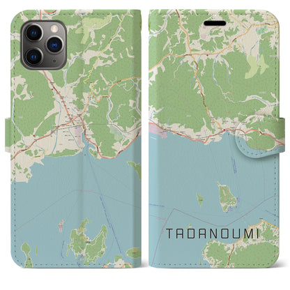 【忠海（広島県）】地図柄iPhoneケース（手帳タイプ）ナチュラル・iPhone 11 Pro Max 用