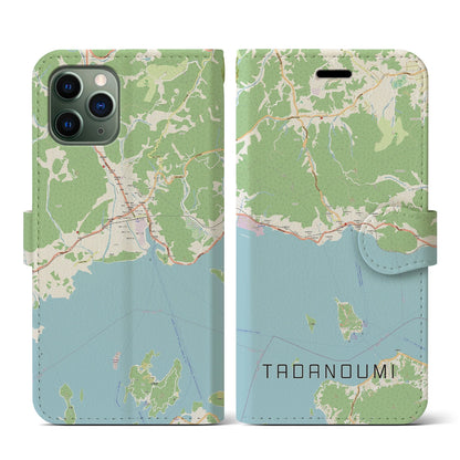 【忠海（広島県）】地図柄iPhoneケース（手帳タイプ）ナチュラル・iPhone 11 Pro 用