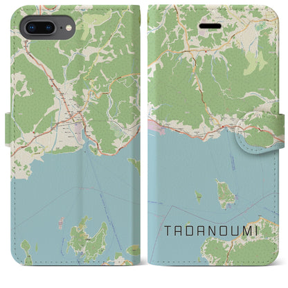 【忠海（広島県）】地図柄iPhoneケース（手帳タイプ）ナチュラル・iPhone 8Plus /7Plus / 6sPlus / 6Plus 用
