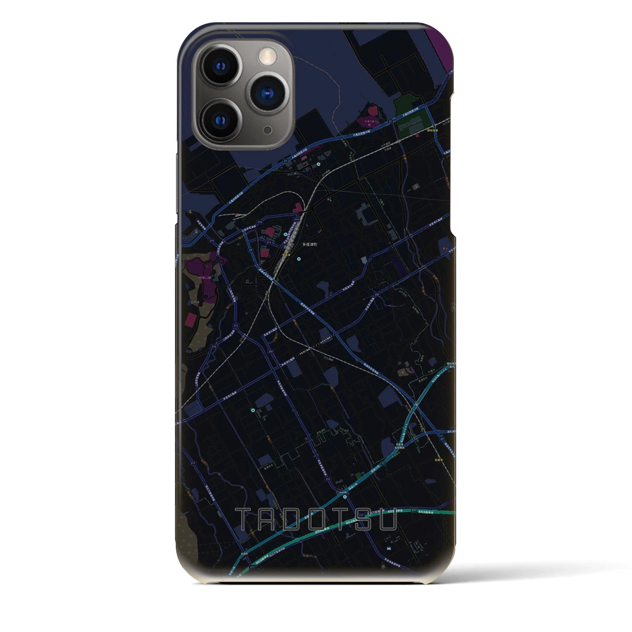 【多度津】地図柄iPhoneケース（バックカバータイプ・ブラック）iPhone 11 Pro Max 用