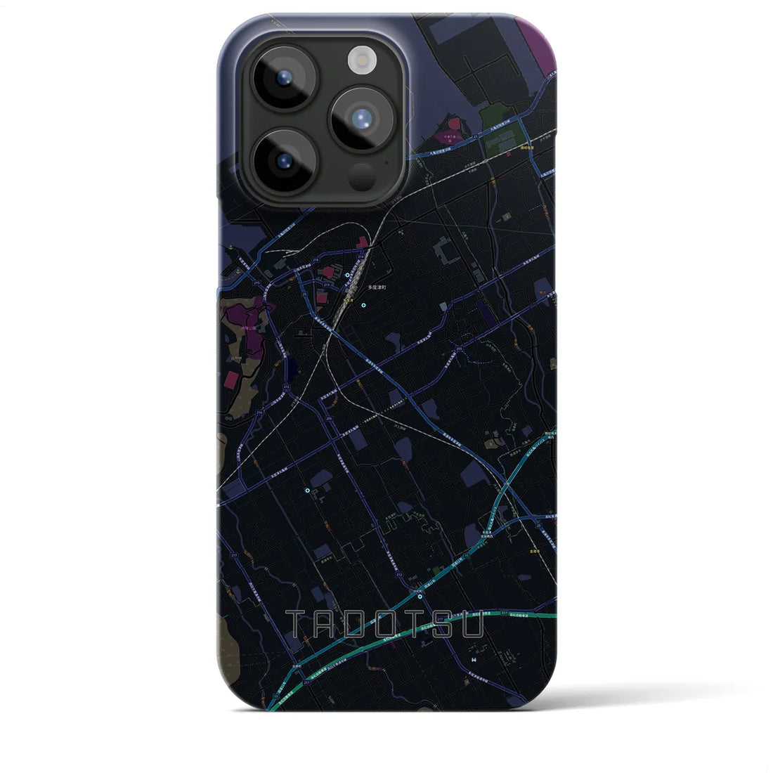 【多度津】地図柄iPhoneケース（バックカバータイプ・ブラック）iPhone 15 Pro Max 用