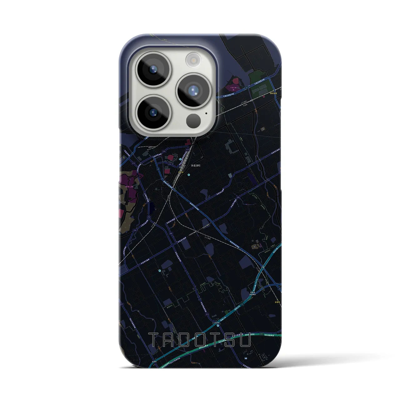 【多度津】地図柄iPhoneケース（バックカバータイプ・ブラック）iPhone 15 Pro 用