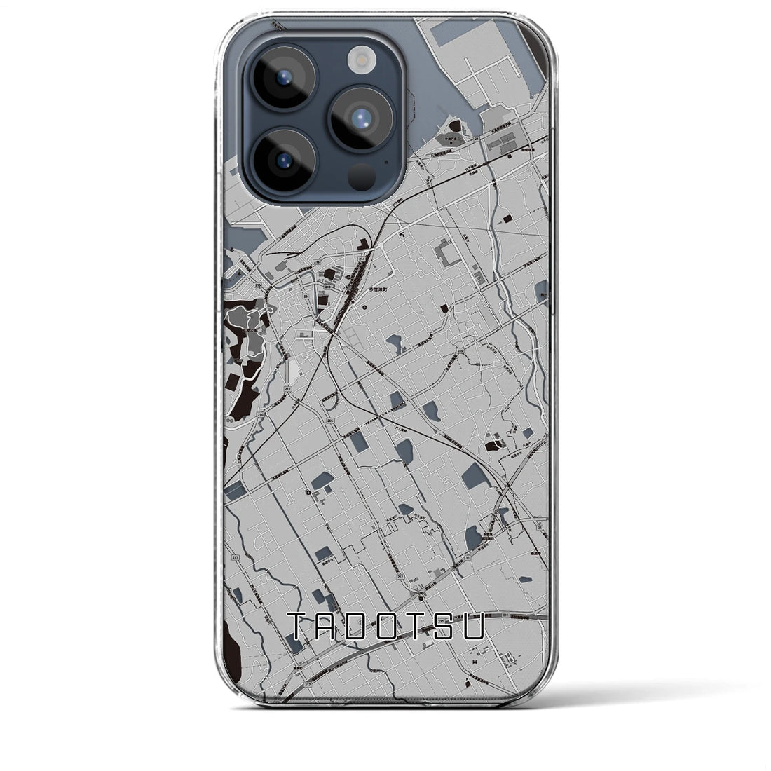 【多度津】地図柄iPhoneケース（クリアタイプ・モノトーン）iPhone 15 Pro Max 用