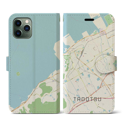 【多度津（香川県）】地図柄iPhoneケース（手帳タイプ）ナチュラル・iPhone 11 Pro 用