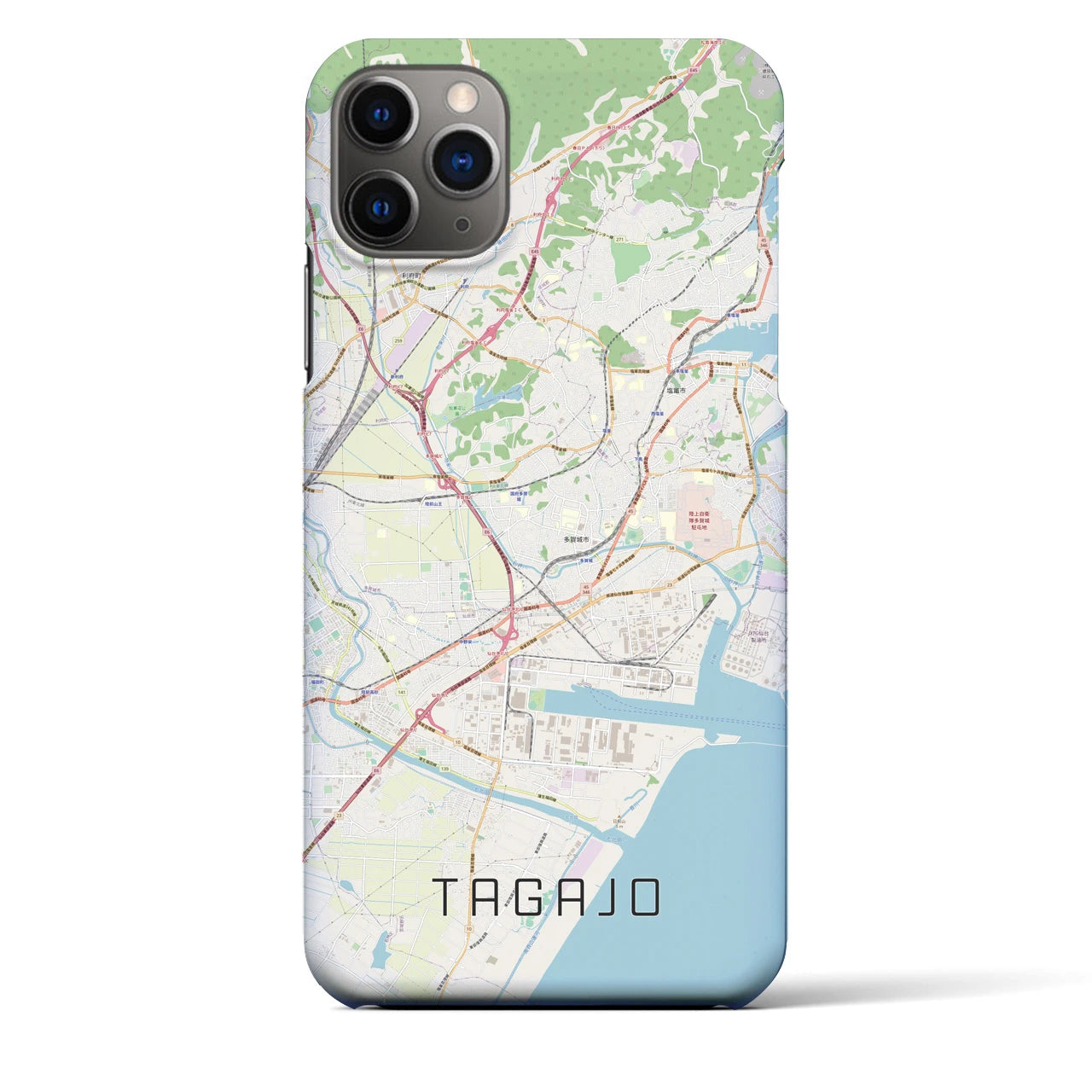【多賀城】地図柄iPhoneケース（バックカバータイプ・ナチュラル）iPhone 11 Pro Max 用