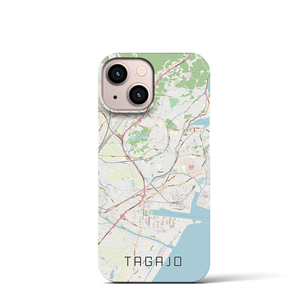 【多賀城】地図柄iPhoneケース（バックカバータイプ・ナチュラル）iPhone 13 mini 用