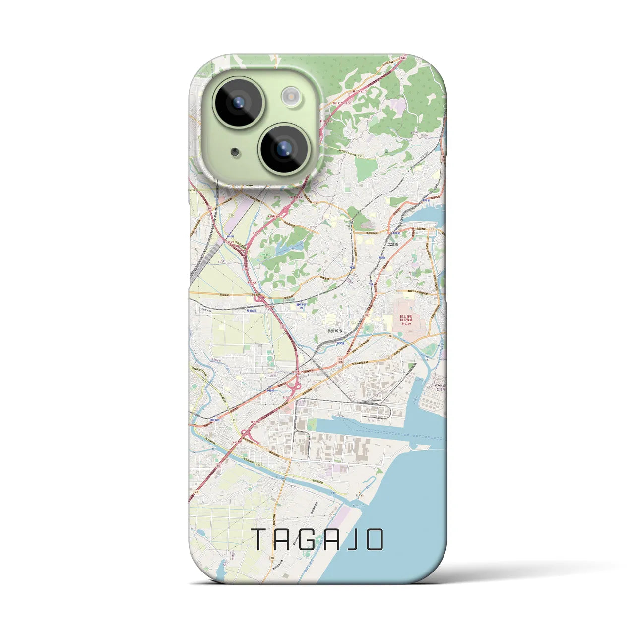 【多賀城】地図柄iPhoneケース（バックカバータイプ・ナチュラル）iPhone 15 用
