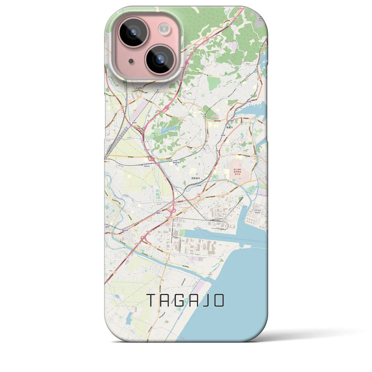【多賀城】地図柄iPhoneケース（バックカバータイプ・ナチュラル）iPhone 15 Plus 用