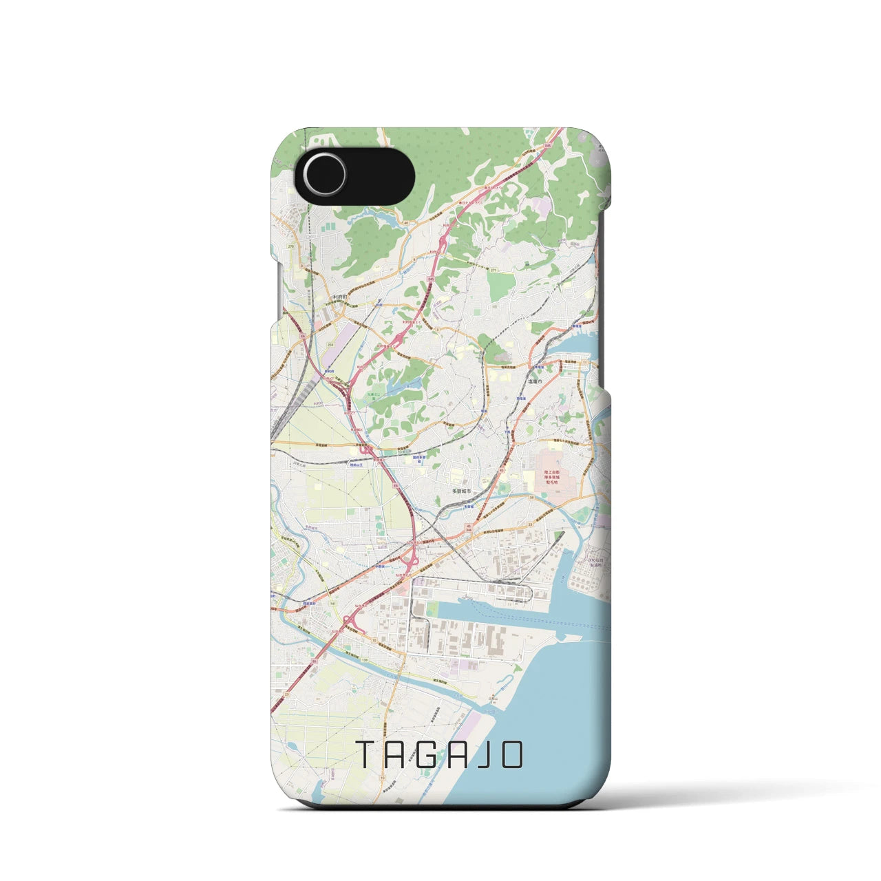 【多賀城】地図柄iPhoneケース（バックカバータイプ・ナチュラル）iPhone SE（第3 / 第2世代） / 8 / 7 / 6s / 6 用