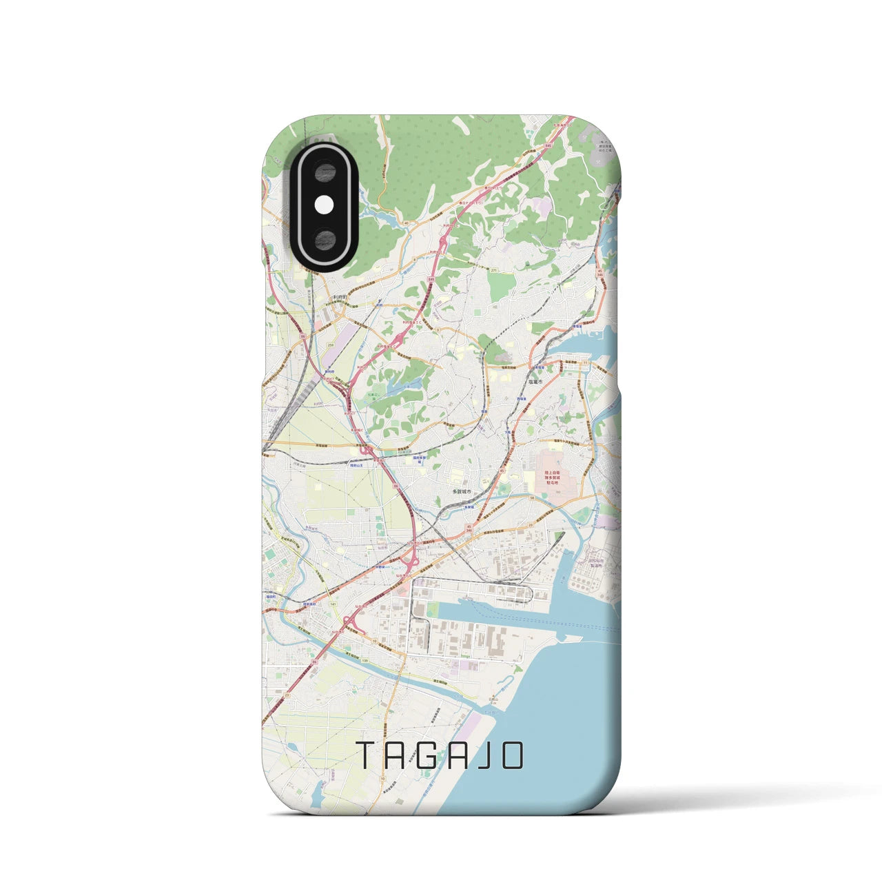 【多賀城】地図柄iPhoneケース（バックカバータイプ・ナチュラル）iPhone XS / X 用