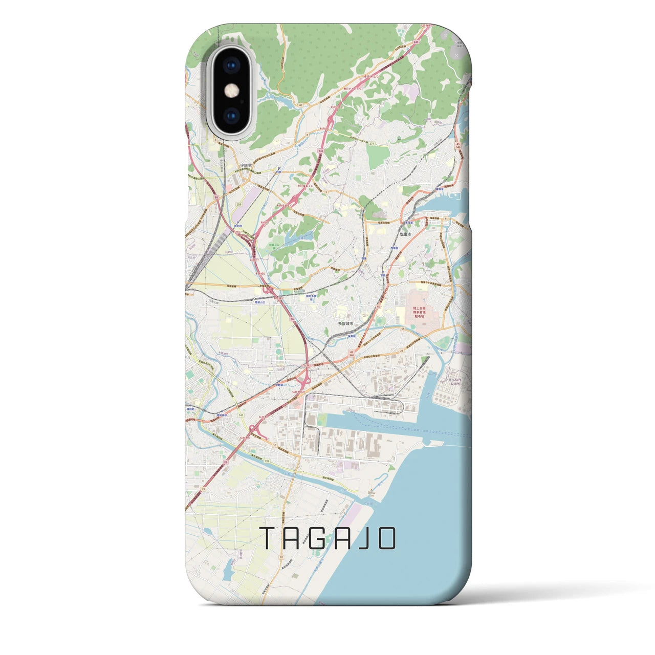 【多賀城】地図柄iPhoneケース（バックカバータイプ・ナチュラル）iPhone XS Max 用