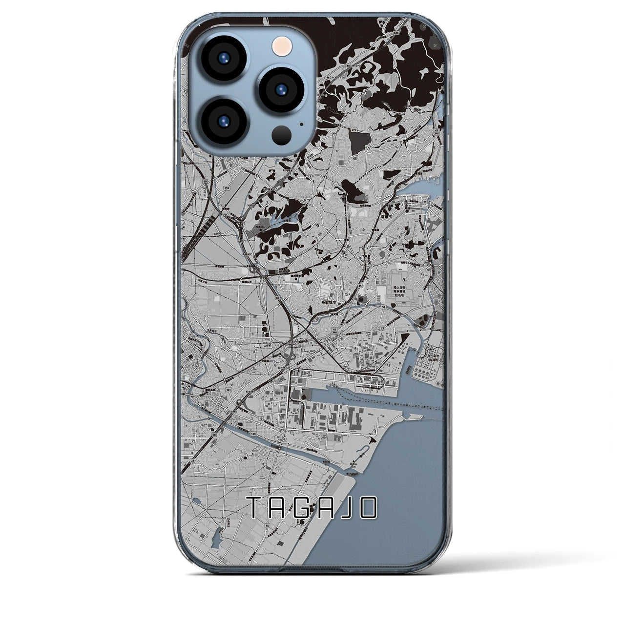 【多賀城】地図柄iPhoneケース（クリアタイプ・モノトーン）iPhone 13 Pro Max 用
