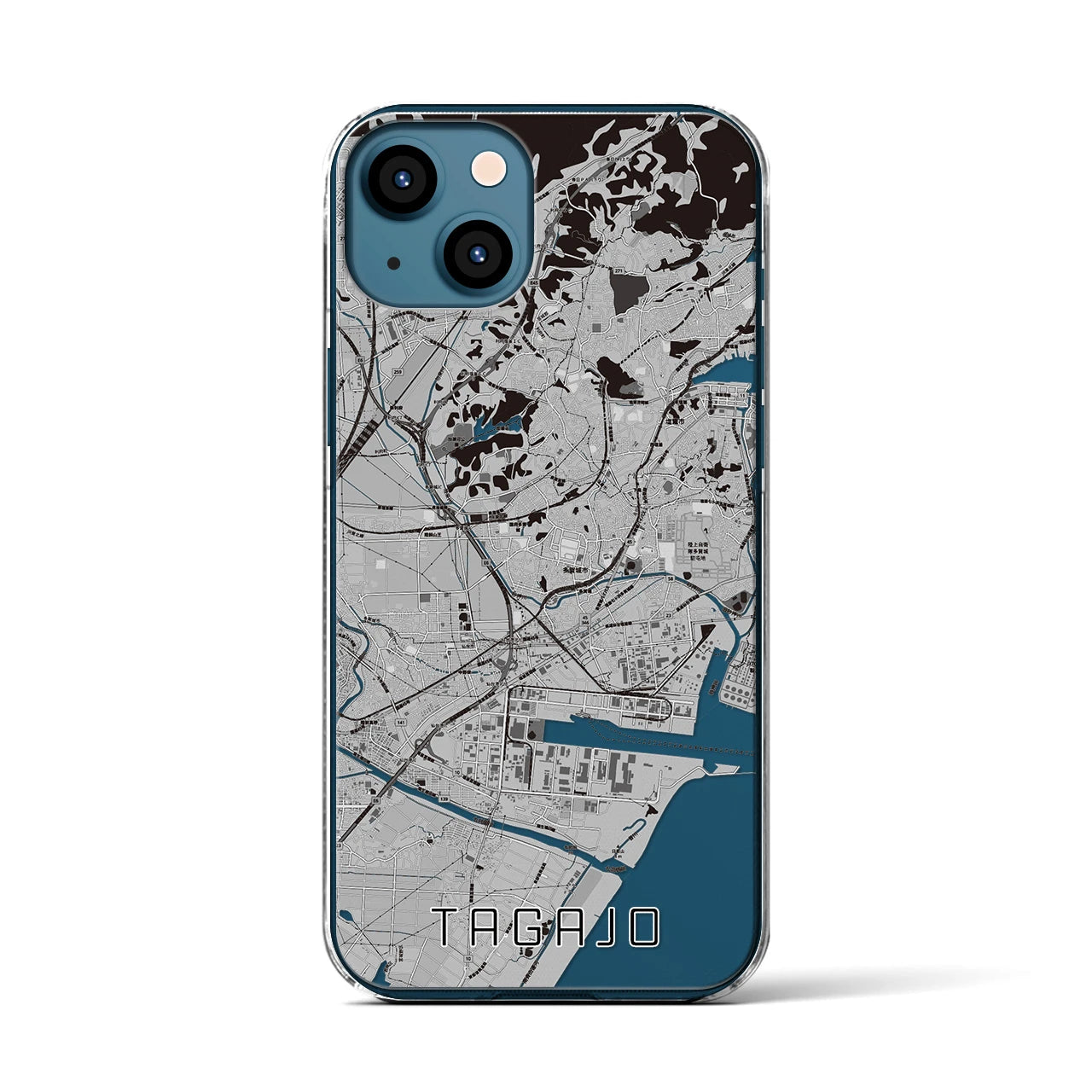 【多賀城】地図柄iPhoneケース（クリアタイプ・モノトーン）iPhone 13 用