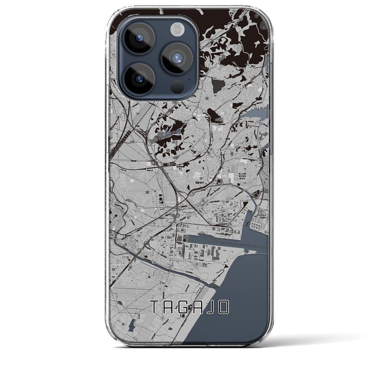 【多賀城】地図柄iPhoneケース（クリアタイプ・モノトーン）iPhone 15 Pro Max 用