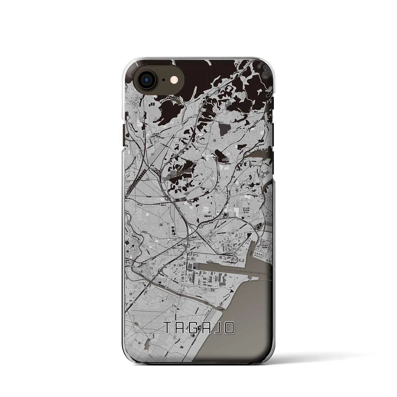 【多賀城】地図柄iPhoneケース（クリアタイプ・モノトーン）iPhone SE（第3 / 第2世代） / 8 / 7 / 6s / 6 用