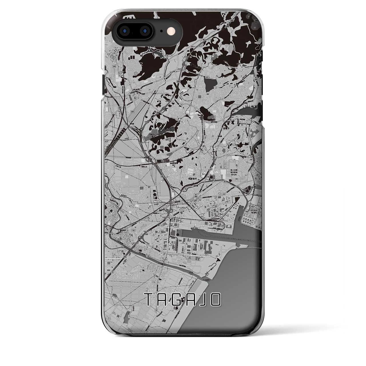 【多賀城】地図柄iPhoneケース（クリアタイプ・モノトーン）iPhone 8Plus /7Plus / 6sPlus / 6Plus 用