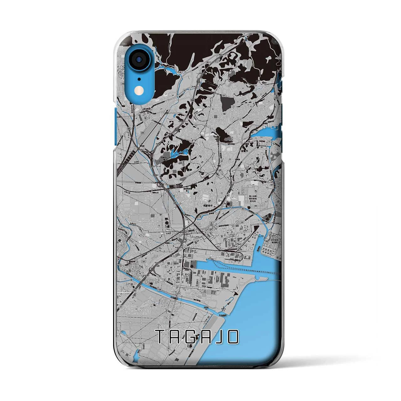 【多賀城】地図柄iPhoneケース（クリアタイプ・モノトーン）iPhone XR 用