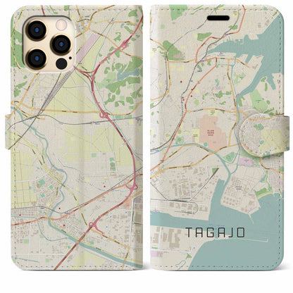 【多賀城】地図柄iPhoneケース（手帳両面タイプ・ナチュラル）iPhone 12 Pro Max 用