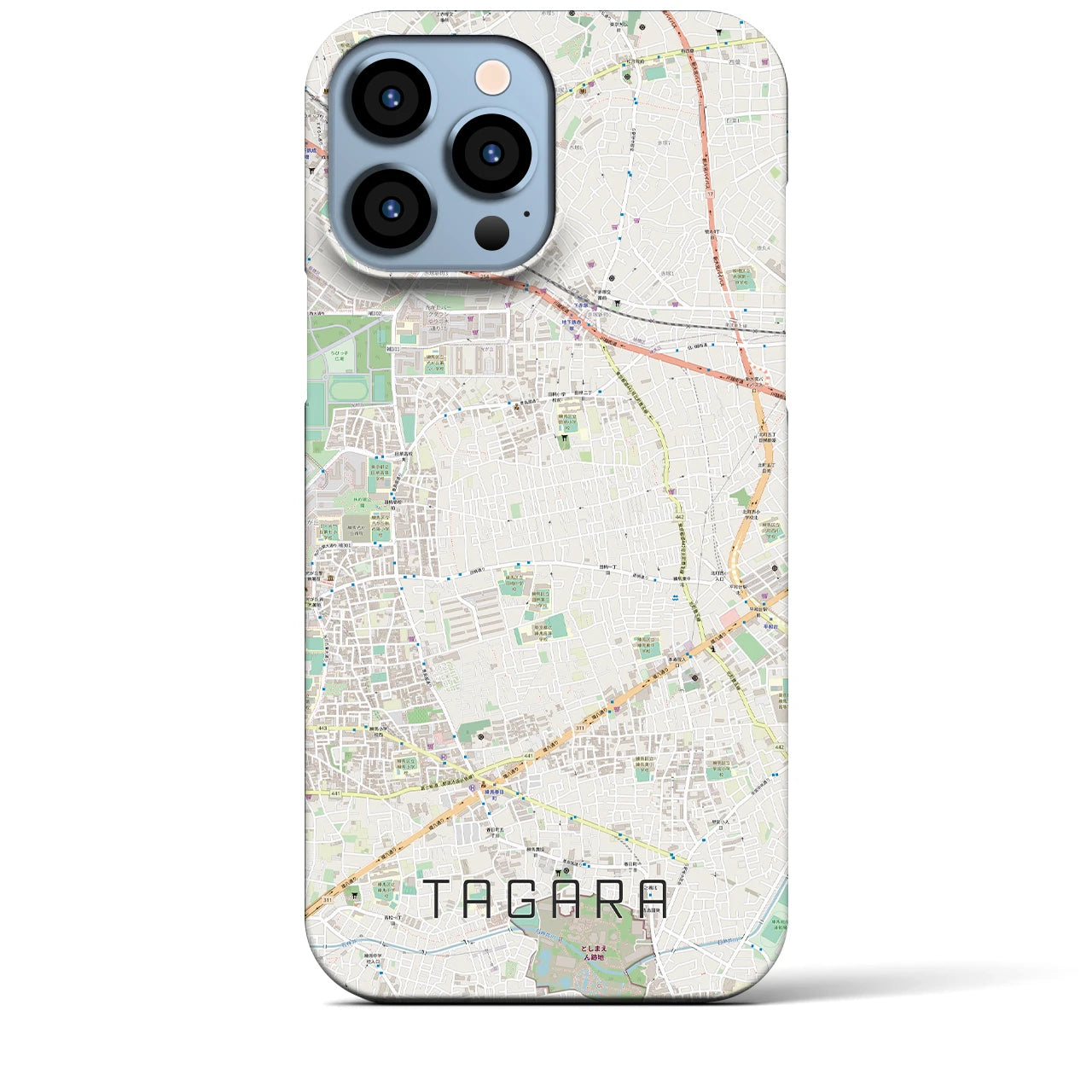 【田柄】地図柄iPhoneケース（バックカバータイプ・ナチュラル）iPhone 13 Pro Max 用