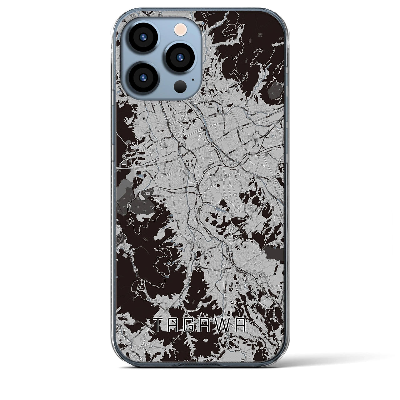 【田川】地図柄iPhoneケース（クリアタイプ・モノトーン）iPhone 13 Pro Max 用