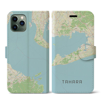 【田原（愛知県）】地図柄iPhoneケース（手帳タイプ）ナチュラル・iPhone 11 Pro 用
