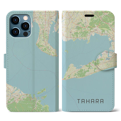 【田原（愛知県）】地図柄iPhoneケース（手帳タイプ）ナチュラル・iPhone 12 / 12 Pro 用
